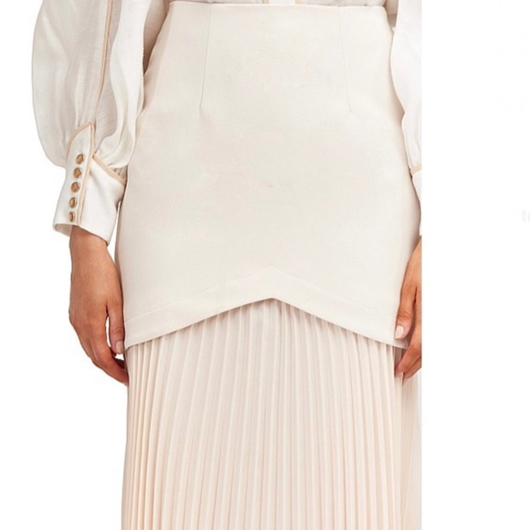 NEW C/MEO COLLECTIVE CREAM PLEATED MIDI SKIRT - Picture 3 of 9